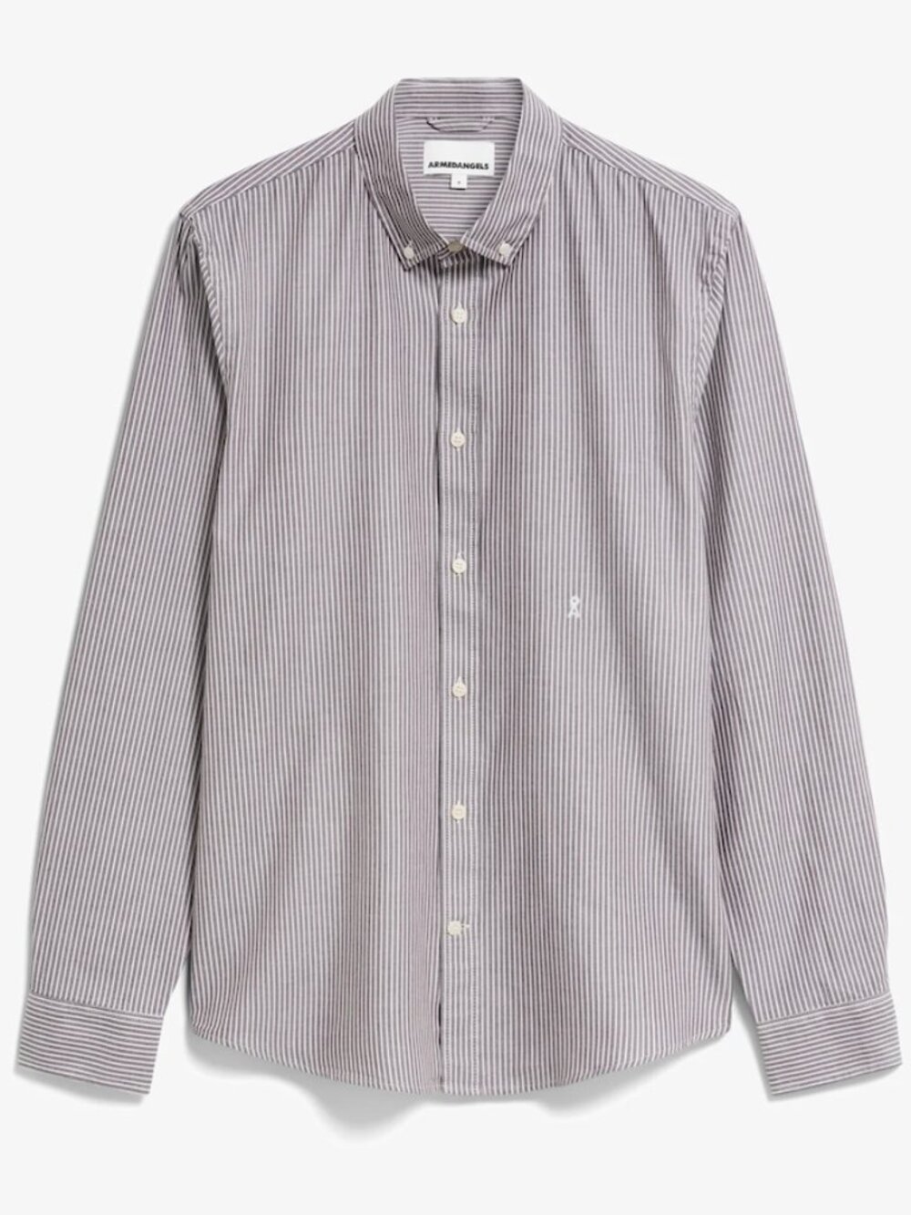 Armedangels Brown + White Striped Long Sleeve Shirt in Large